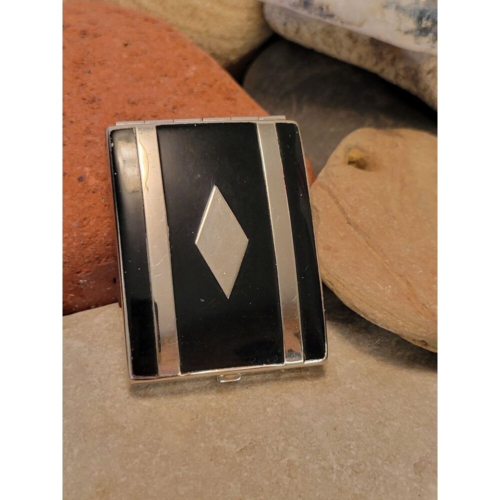 Vintage Volupte Face Powder Compact Art Deco Geometric Design 2" x 1.75" Unused!
